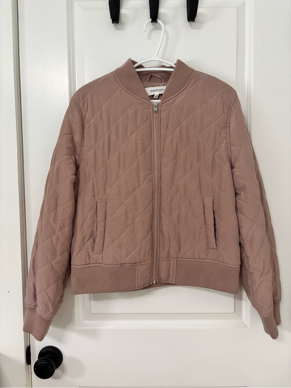 Workshop Republic Clothing Quilted Bomber Jacket - Dusty Rose